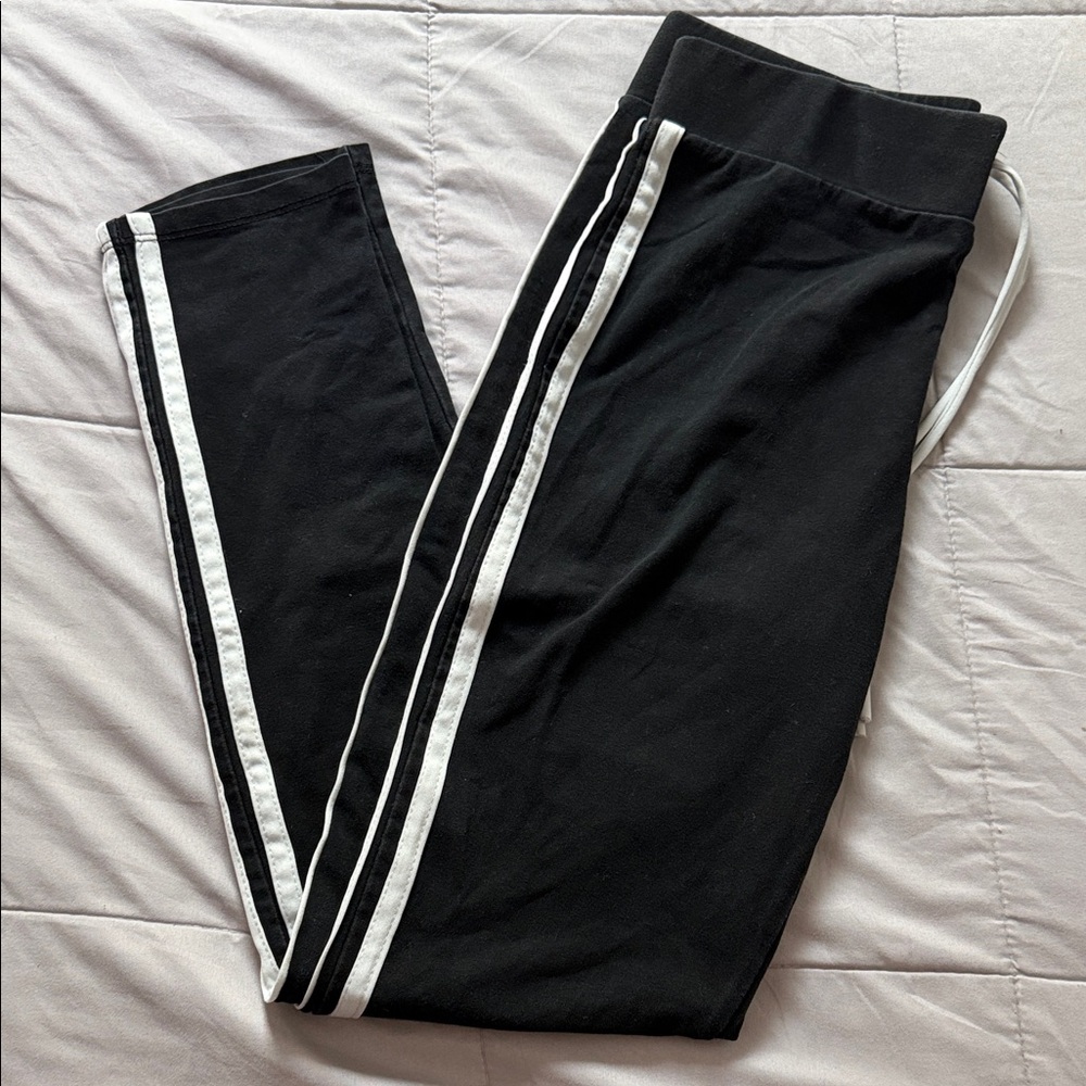 Black Athletic Track Pants with White Side Stripes